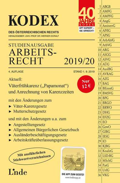 KODEX Studienausgabe Arbeitsrecht 2019/20