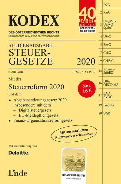 KODEX Studienausgabe Steuergesetze 2020