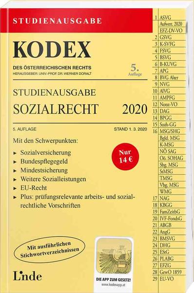 KODEX Studienausgabe Sozialrecht 2020