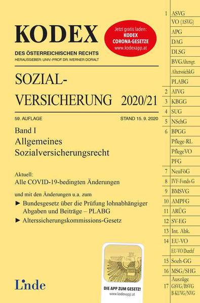 KODEX Sozialversicherung 2020/21, Band I