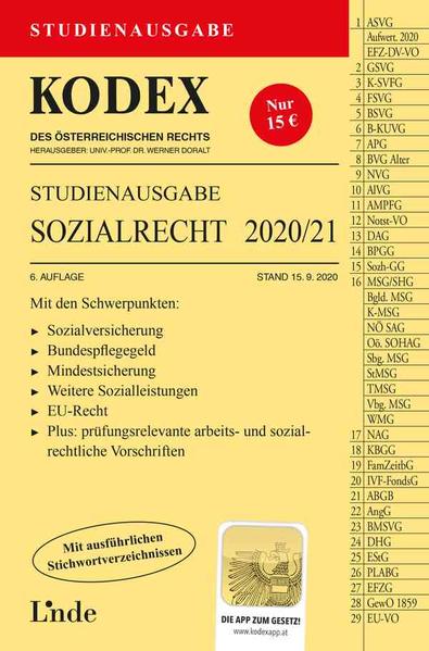 KODEX Studienausgabe Sozialrecht 2020/21