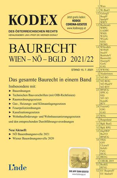 KODEX Baurecht Wien - NÖ - Bgld 2021/22