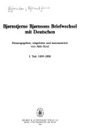 Bjørnstjerne Bjørnsons Briefwechsel mit Deutschen