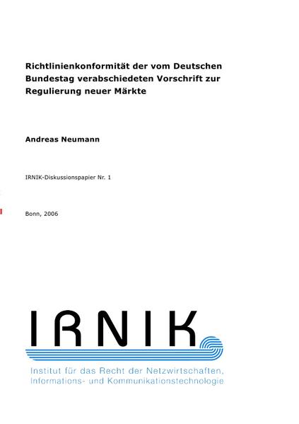 IRNIK-Diskussionspapiere / IRNIK-Diskussionspapier Nr. 1