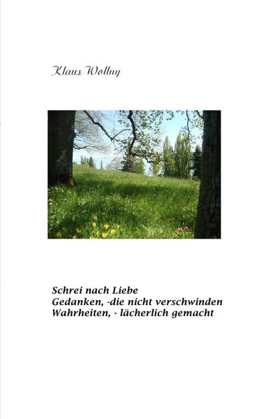 Schrei nach Liebe. Gedanken, - die nicht verschwinden. Wahrheiten, - lächerlich gemacht
