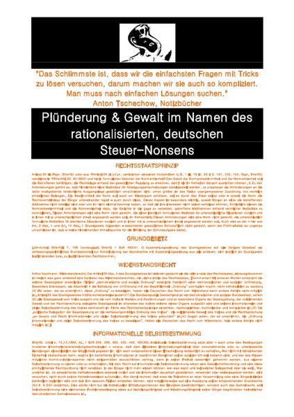 PLÜNDERUNG & GEWALT IM NAMEN DES RATIONALISIERTEN, DEUTSCHEN STEUER-NONSENS