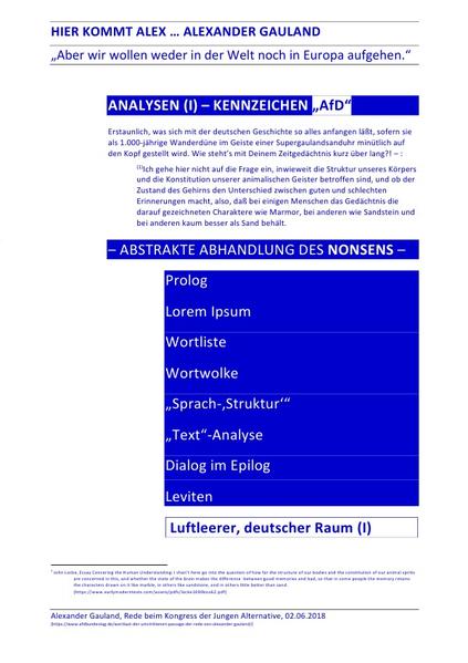 ANALYSEN / HIER KOMMT ALEX … ALEXANDER GAULAND – ANALYSEN (I) – KENNZEICHEN „AfD“