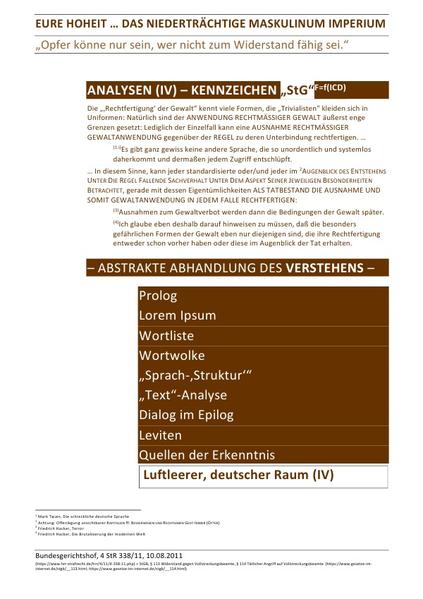 ANALYSEN / EURE HOHEIT … DAS NIEDERTRÄCHTIGE MASKULINUM IMPERIUM – ANALYSEN (IV) – KENNZEICHEN „StG“
