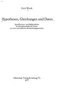 Hypothesen, Gleichungen und Daten