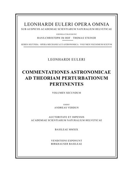 Commentationes astronomicae ad theoriam perturbationum pertinentes 2nd part