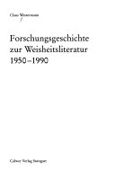 Forschungsgeschichte zur Weisheit 1950-1990