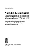 Nach dem Kirchenkampf - Die evangelischen Gemeinden Wuppertals von 1945 bis 1949