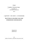 Matthias Gelzer und die römische Geschichte