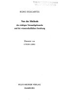 Von der Methode des richtigen Vernunftgebrauchs und der wissenschaftlichen Forschung