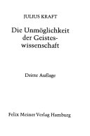 Die Unmöglichkeit der Geisteswissenschaft