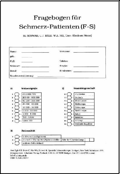 Fragebogen für Schmerz-Patienten (F-S)