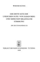 Der erste Satz der "Lyrischen Suite" von Alban Berg und seine "fast belanglose Stimmung"
