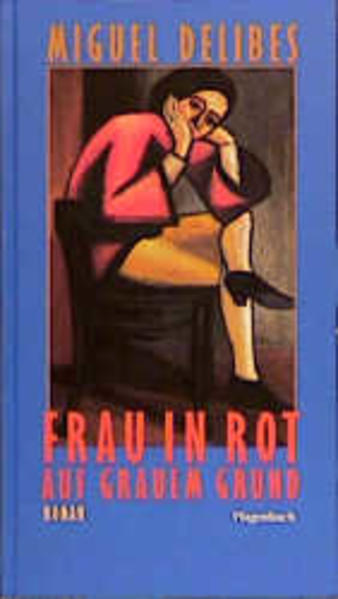 Frau in Rot auf grauem Grund