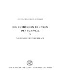 Die Römischen Bronzen der Schweiz