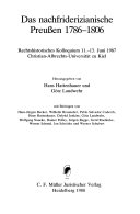 Das nachfriderizianische Preussen 1786-1806
