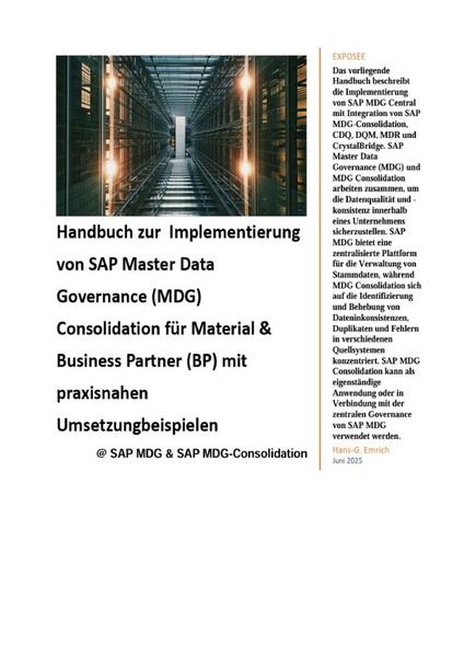 Handbuch zur Implementierung von SAP Master Data Governance (MDG) Consolidation für Material & Business Partner (BP) mit praxisnahen Umsetzungbeispielen