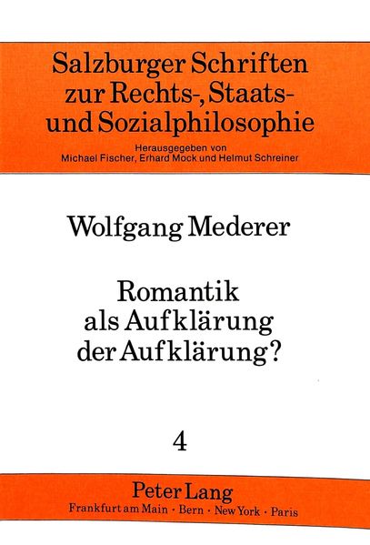Romantik als Aufklärung der Aufklärung?