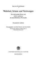 Wahrheit, Irrtum und Verirrungen