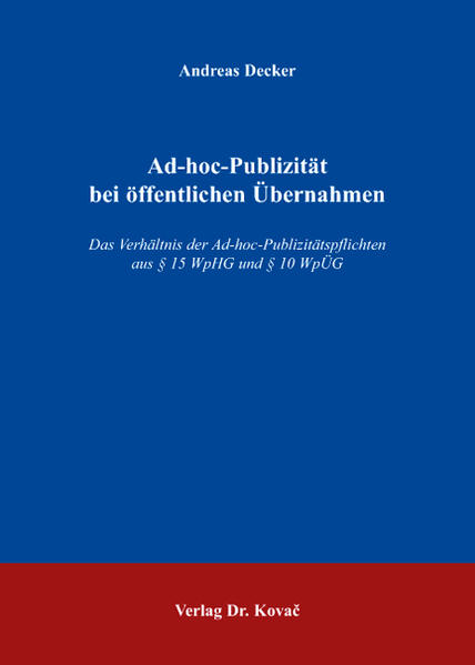 Ad-hoc-Publizität bei öffentlichen Übernahmen