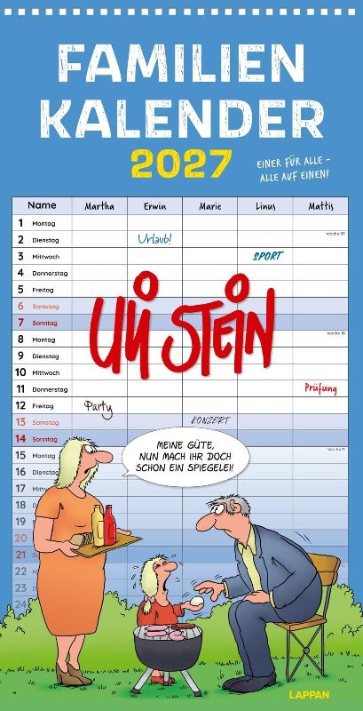 Uli Stein Familienkalender 2027: Familienplaner mit 5 Spalten