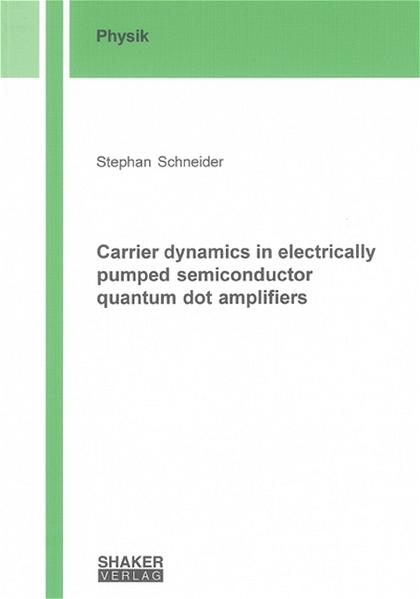 Carrier dynamics in electrically pumped semiconductor quantum dot amplifiers