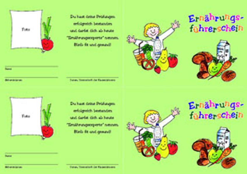 Gesunde Ernährung - Klassensatz Führerscheine