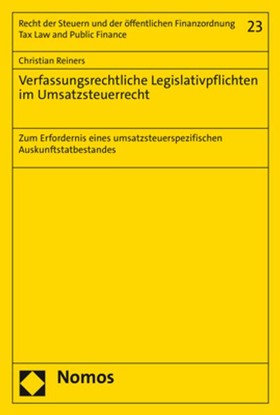Verfassungsrechtliche Legislativpflichten im Umsatzsteuerrecht