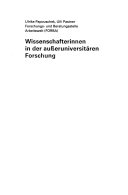 Wissenschaftlerinnen in der ausseruniversitären Forschung