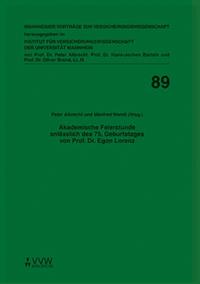 Akademische Feierstunde anlässlich des 75. Geburtstages von Prof. Dr. Egon Lorenz