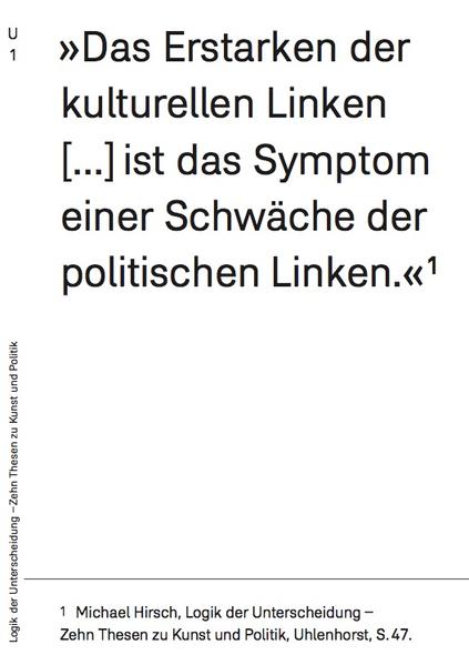 LOGIK DER UNTERSCHEIDUNG - ZEHN THESEN ZU KUNST UND POLITIK