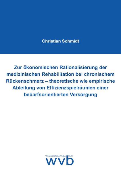 Zur ökonomischen Rationalisierung der medizinischen Rehabilitation bei chronischem Rückenschmerz - theoretische wie empirische Ableitung von Effizienzspielräumen einer bedarfsorientierten Versorgung