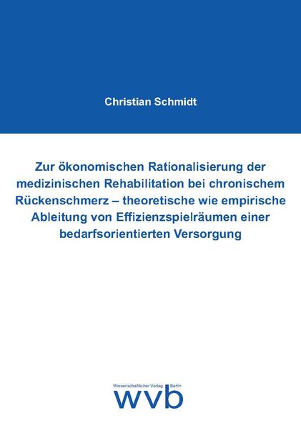 Zur ökonomischen Rationalisierung der medizinischen Rehabilitation bei chronischem Rückenschmerz - theoretische wie empirische Ableitung von Effizienzspielräumen einer bedarfsorientierten Versorgung