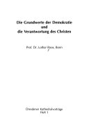 Die Grundwerte der Demokratie und die Verantwortung des Christen