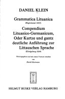 Grammatica Lituanica (Regiomonti 1653)