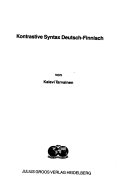 Kontrastive Syntax Deutsch - Finnisch