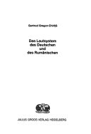 Das Lautsystem des Deutschen und des Rumänischen