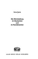 Die Wortstellung im Deutschen und im Rumänischen