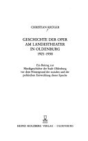 Geschichte der Oper am Landestheater in Oldenburg 1921-1938
