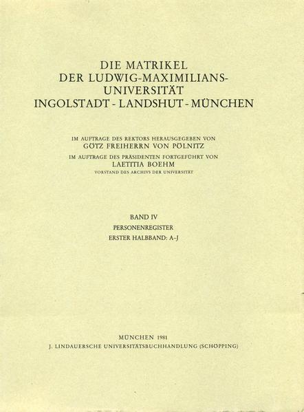 MATRIKEL LMU Band IV Personenregister