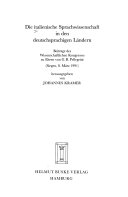 Die italienische Sprachwissenschaft in den deutschsprachigen Ländern