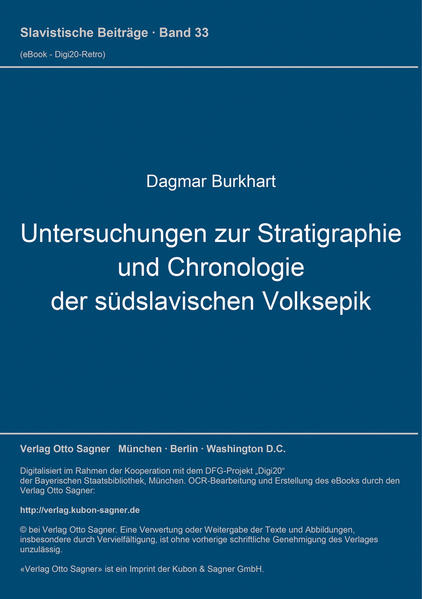 Untersuchungen zur Stratigraphie und Chronologie der südslavischen Volksepik