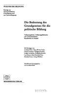 Die Bedeutung des Grundgesetzes für die politische Bildung
