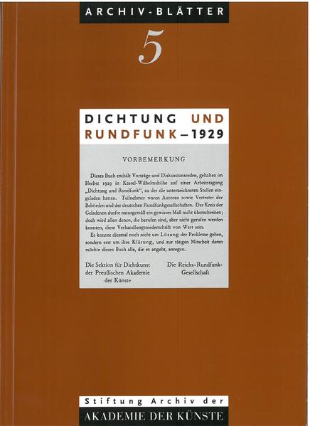 Dichtung und Rundfunk - 1929