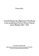 Leitende Beamte der allgemeinen Verwaltung in der preussischen Provinz Hessen-Nassau und in Waldeck 1867 bis 1945