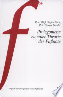 Prolegomena zu einer Theorie der Fussnote